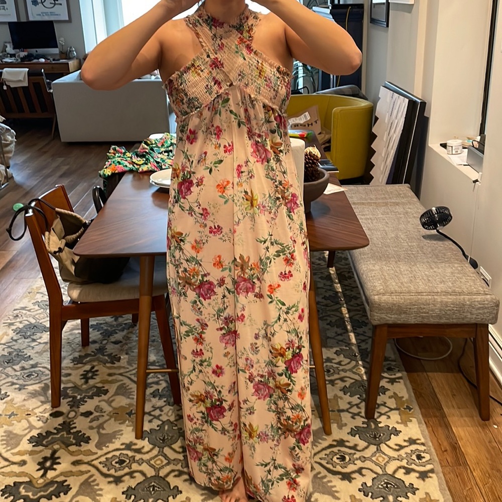 Pink floral Zara dress - can wear multiple ways!